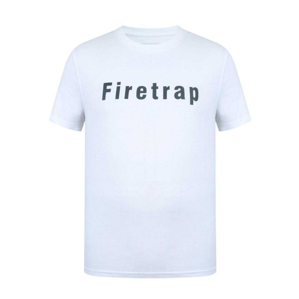 Firetrap Mens Logo Cotton T-Shirt / White